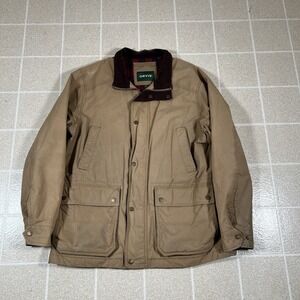 Orvis River Road Canvas Flannel Lined Jacket Chore Coat Barn Corduroy Collar L